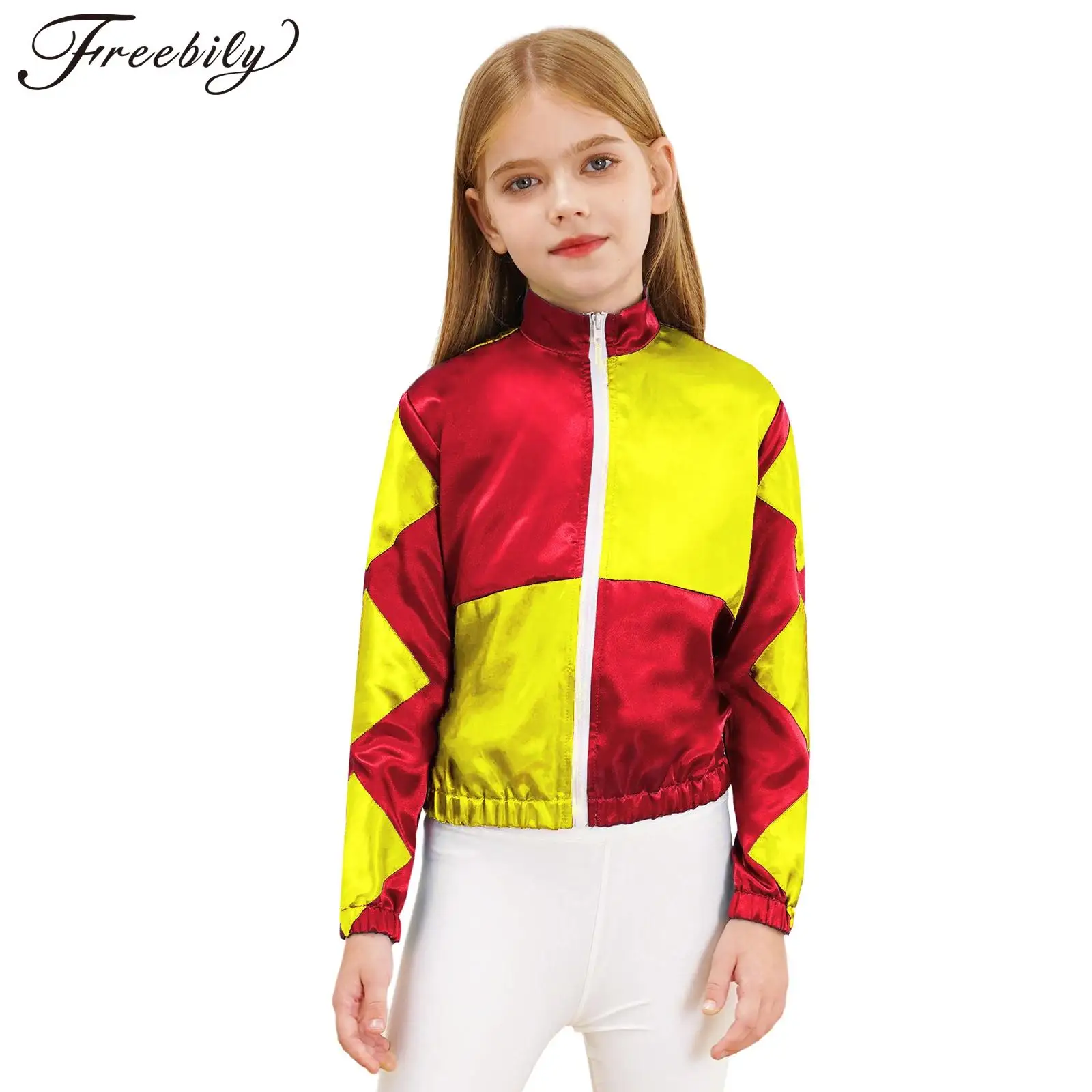 Disfraz de Halloween para niños y niñas, chaqueta de manga larga con cremallera y contraste de Color, ideal para montar a caballo, ideal para carnaval