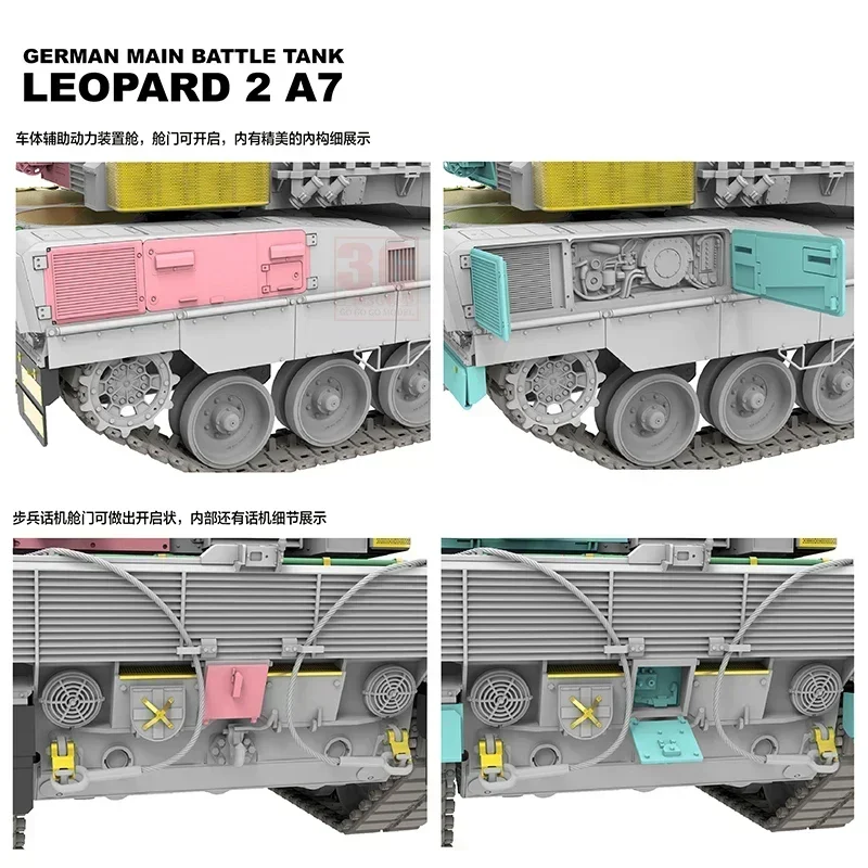 1/35 Ryefield modello RM-5108 Leopardo tedesco 2A7 Carro armato di battaglia principale Vuoto Shell assemblaggio Scala giocattoli fai da te Modello Kit