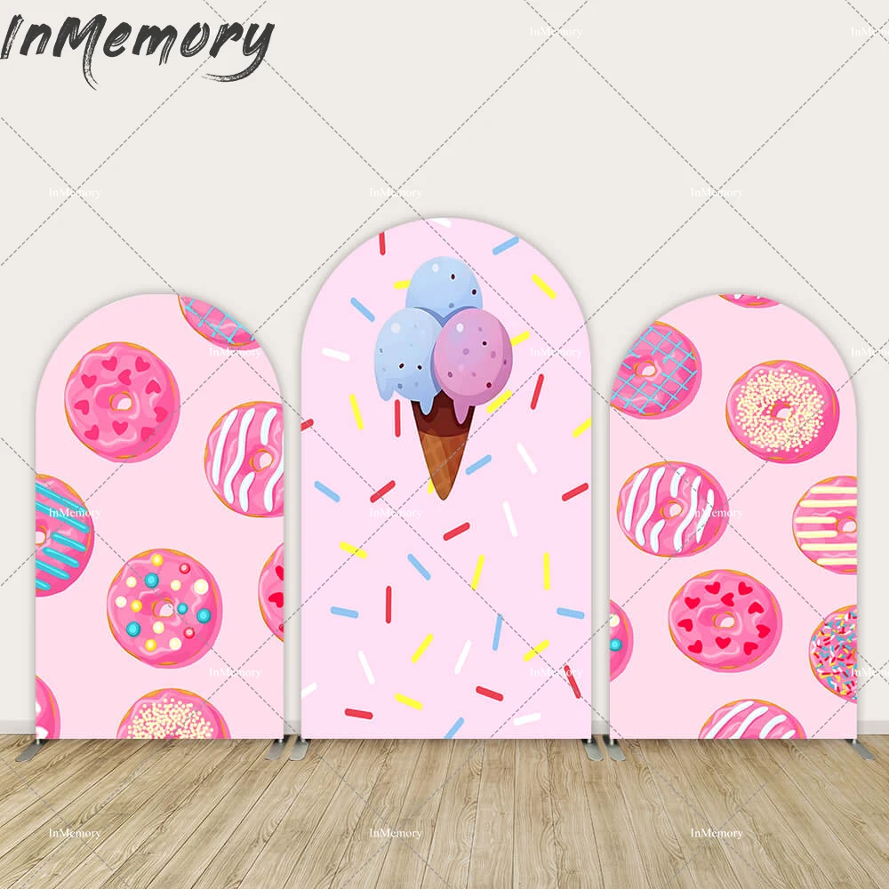 Candyland Donut Birthday Party Decoration Arched Wall Chiara Backdrop Cover Pink Ice Cream Girl Baby Shower Background Photocall