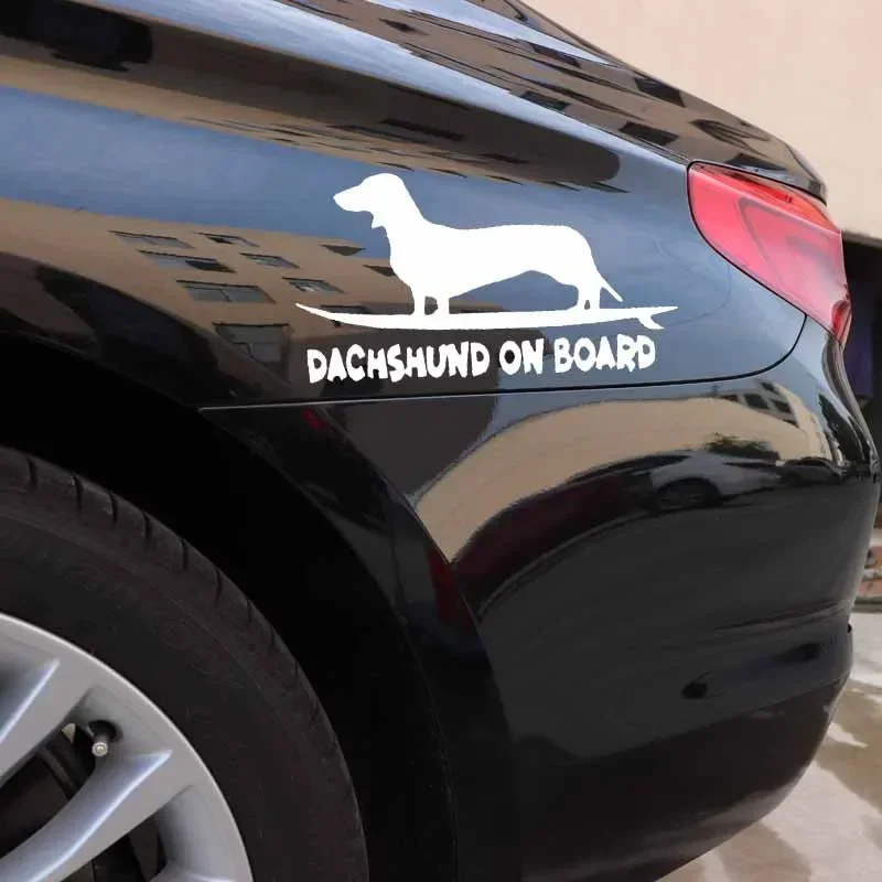

Funny Dachshund on Board Dog Decor Car Sticker Automobiles Motorcycles Exterior Accessories Vinyl Decals 16cm*8.7cm