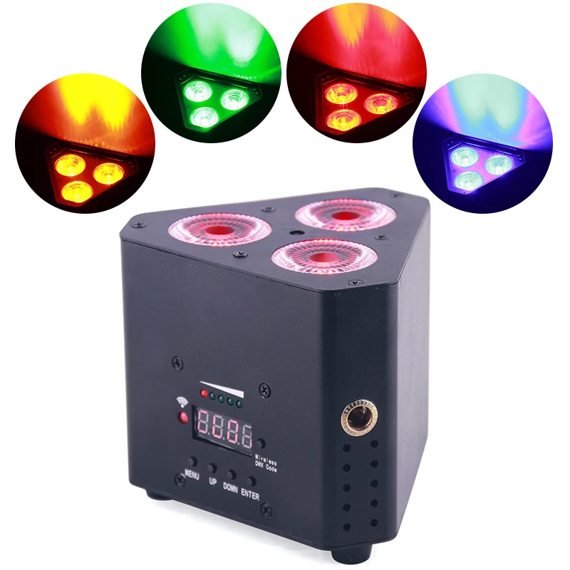 

Беспроводной аккумуляторный светодиодный прожектор RGBWA+UV 6-в-1 для сценического освещения