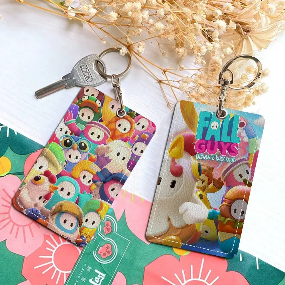 

Game F-Fall G-Guys 1Pc Access Card Case Leather Card Holder Keychain Key Ring Door Access Tags ID Card Case Keychain