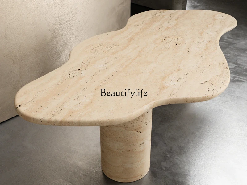 Natural Cave Stone Dining Table Charming Wind Shaped Large Dining Table Long Table Vintage Marble Conference