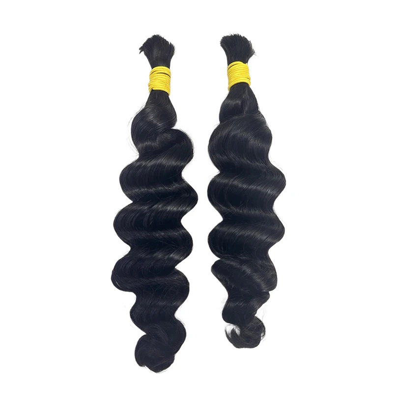 หลวมลึก Braiding Hair สําหรับ Boho Braids 16-26 นิ้ว 100G บราซิล Body Wave Bulk Human Hair Extensions สีดําธรรมชาติ Col