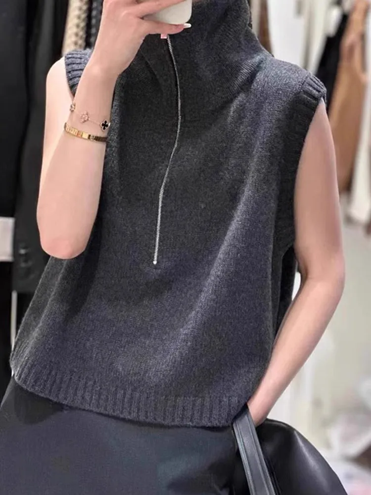 

Удобный жилет Svel с дизайном на молнии, однотонный трикотаж, утягивающий свитер Lazy Sle для молодых женщин, поездок на работу, мода