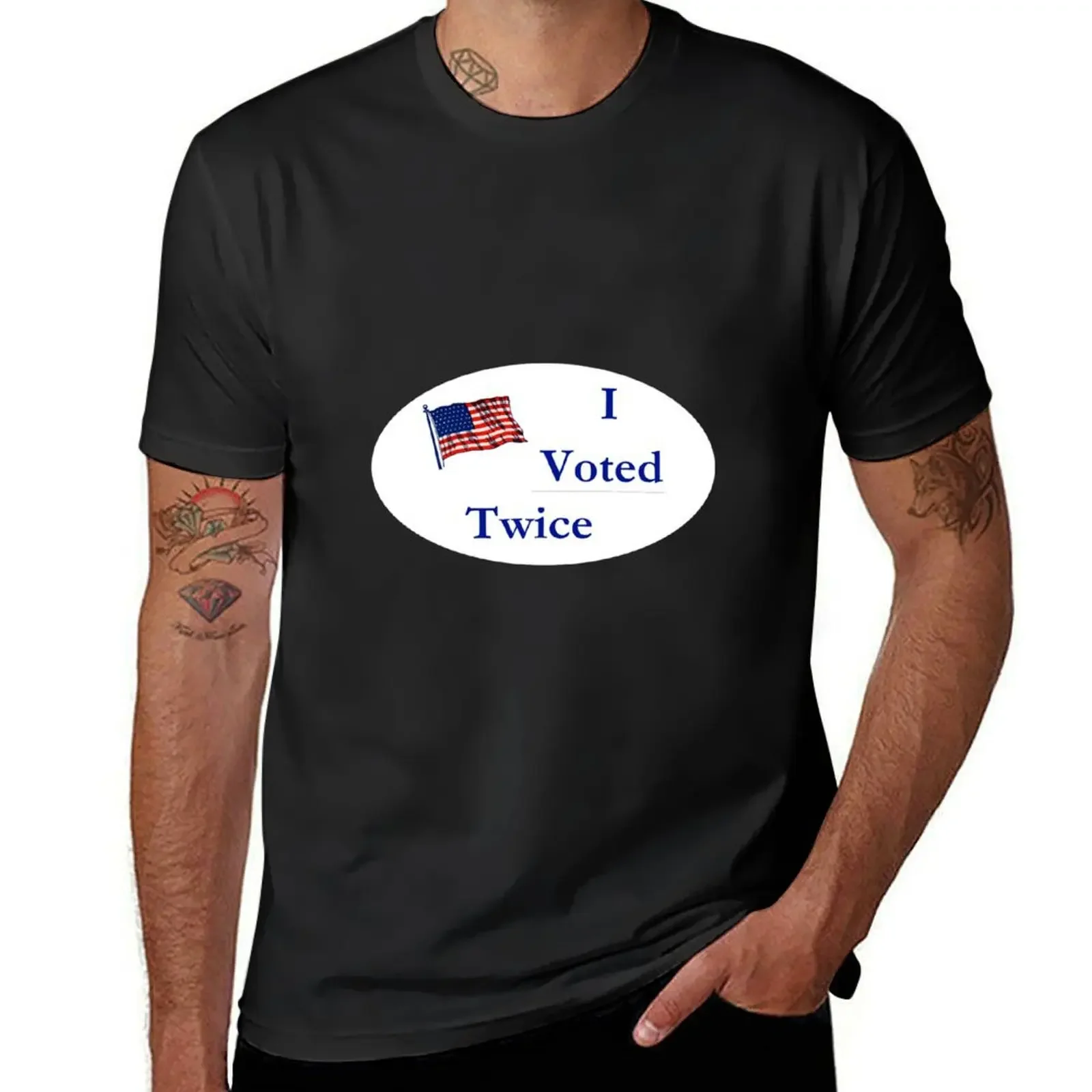 I Voted Twice T-Shirt anime stuff for a boy plus size clothes cheap stuff Short sleeve tee men