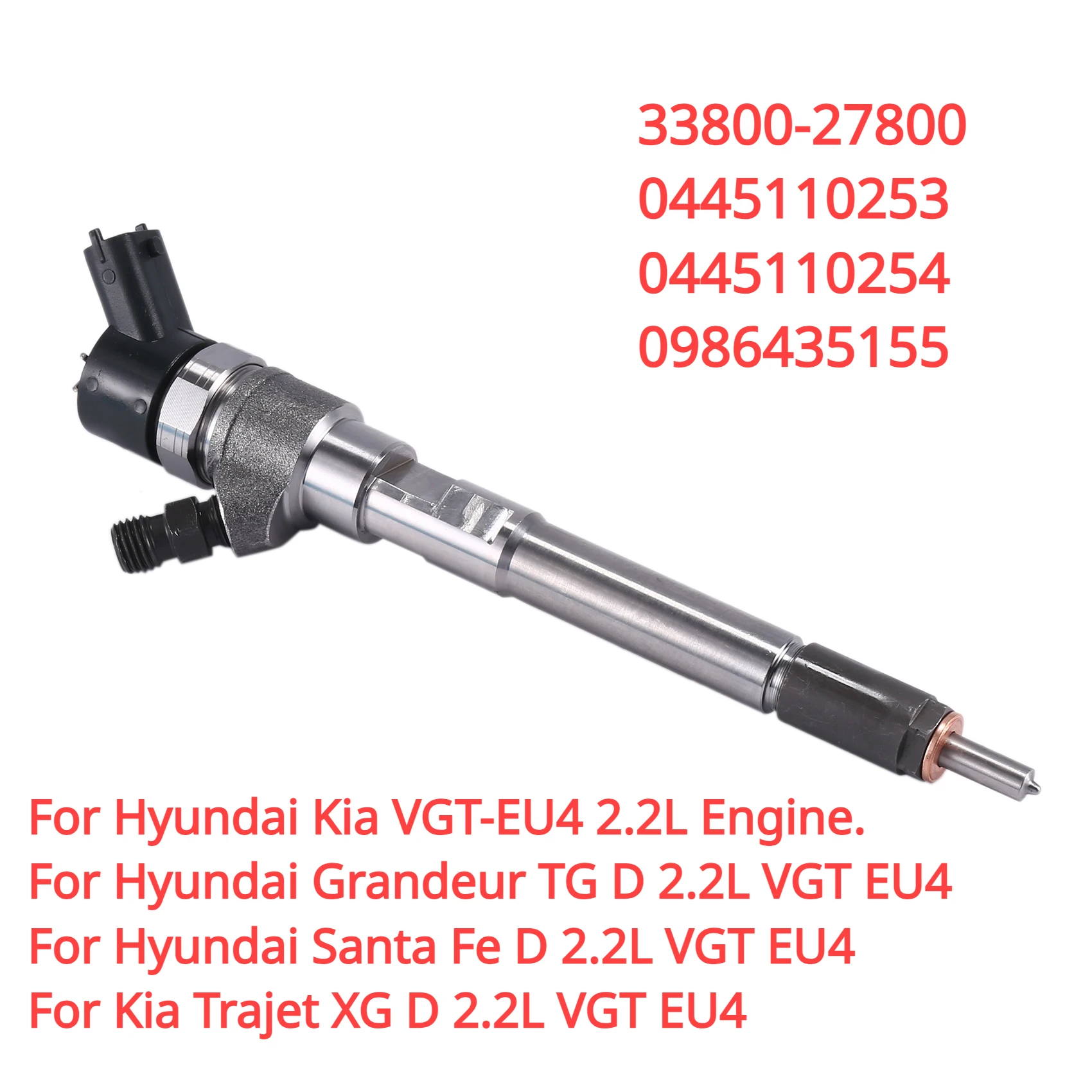 33800-27800 0445110253 0445110254 nuovo iniettore di carburante Diesel CRDI per motore Hyundai Santa Fe KIA VGT EU4 2.2L