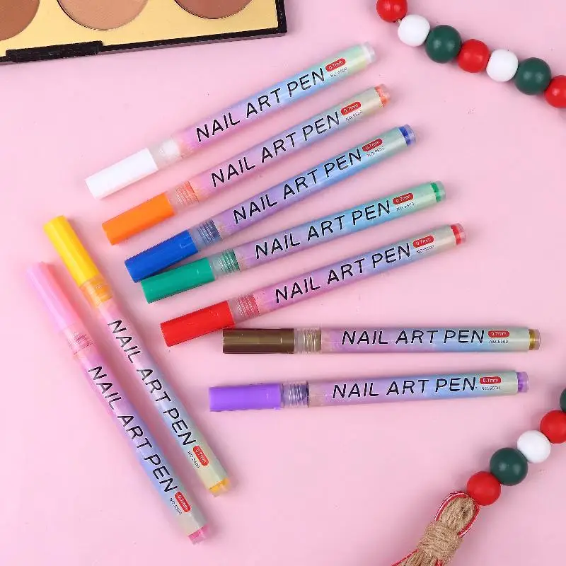 4/12pcs/Set Colourful Nail Art Graffiti Pen Waterproof DIY 3D Nail Art Drawing Pen Abstract Lines Fine Painting Tools
