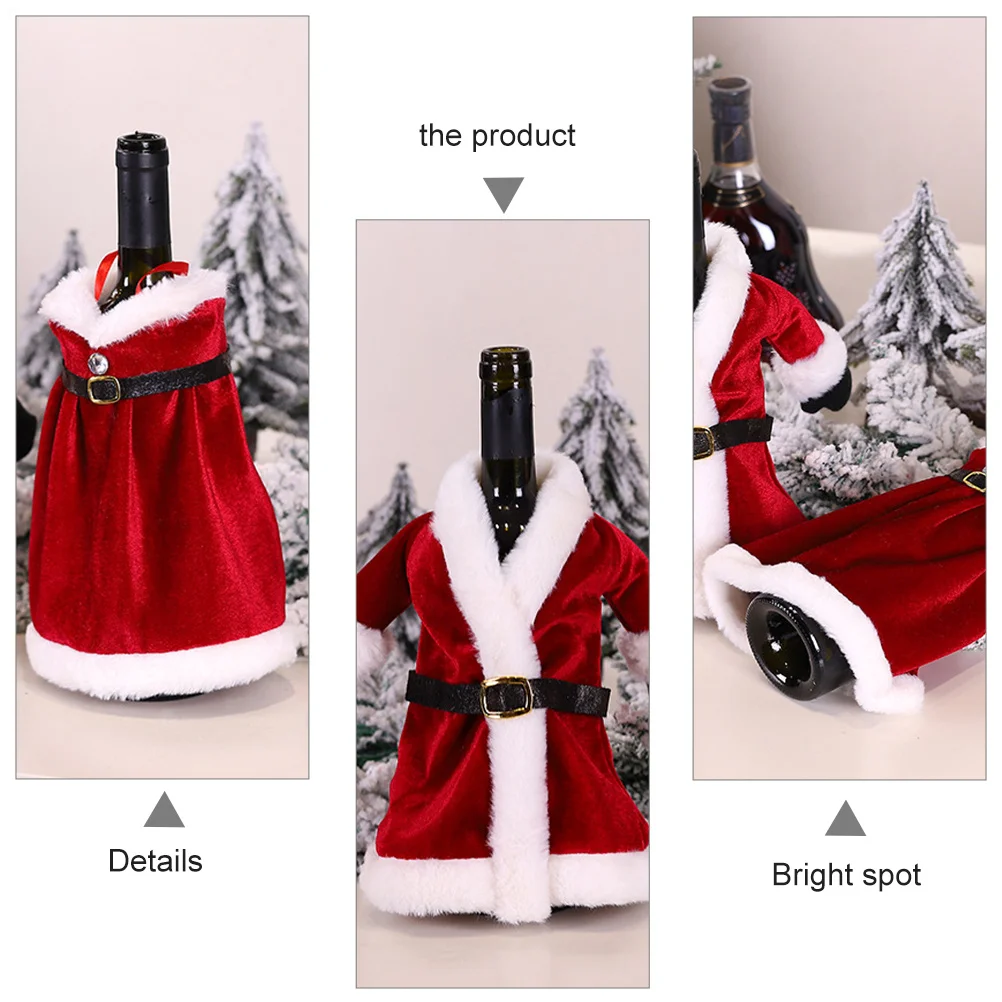 

2pcs Wine Decor Dress Set Christmas Bottle Cover Creative Bottle Adornment Holiday Party Decoration Kitchen Bar Tool