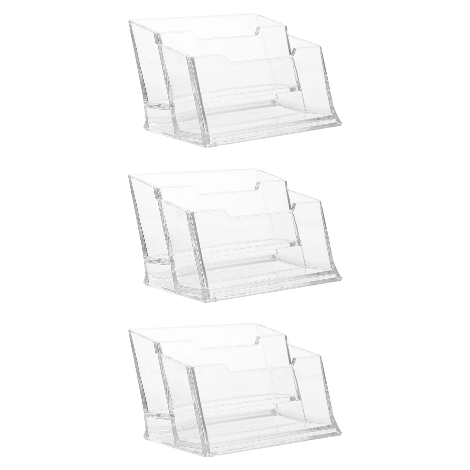 3pcs Business Card Holder Storage Box Transparent Desktop Organizer Large Capacity Plastic Card Display Stand For Office Use