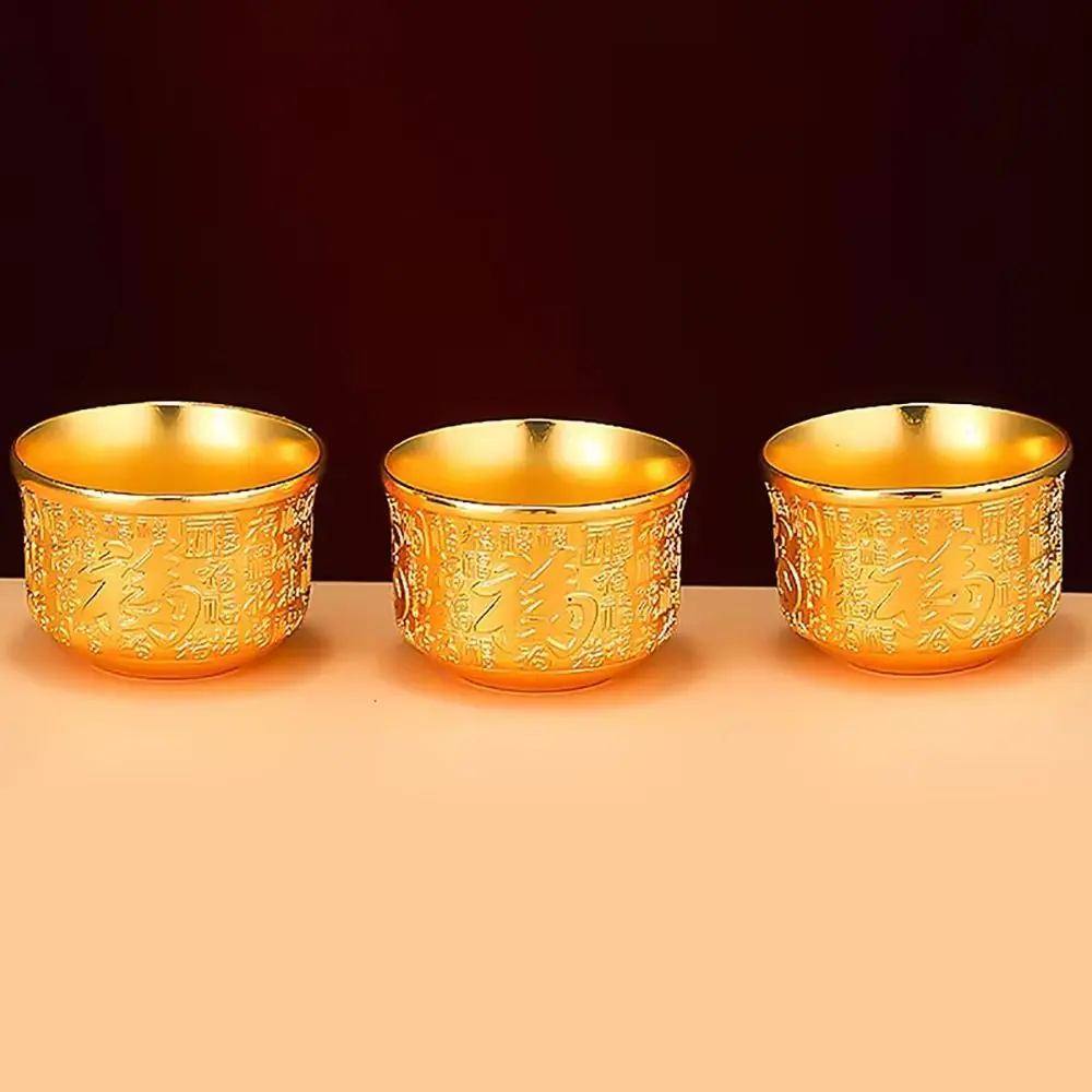 1Pcs Wealth Attracting Alloy Cornucopia Small Mini Auspicious Baifu Rice Cylinder Surface Polished 5cm Baifu Cup