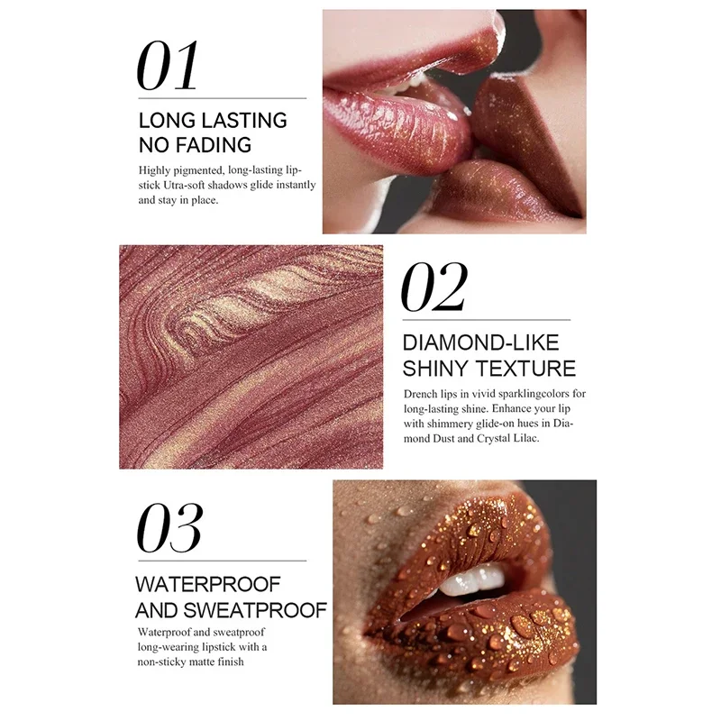 الوردي الماس أحمر الشفاه لامع الملمس بيرليسسينت بريق المخملية قلم أحمر الشفاه كريستال لمعان الشفاه تينت ماكياج هدية 1 قطعة #6
