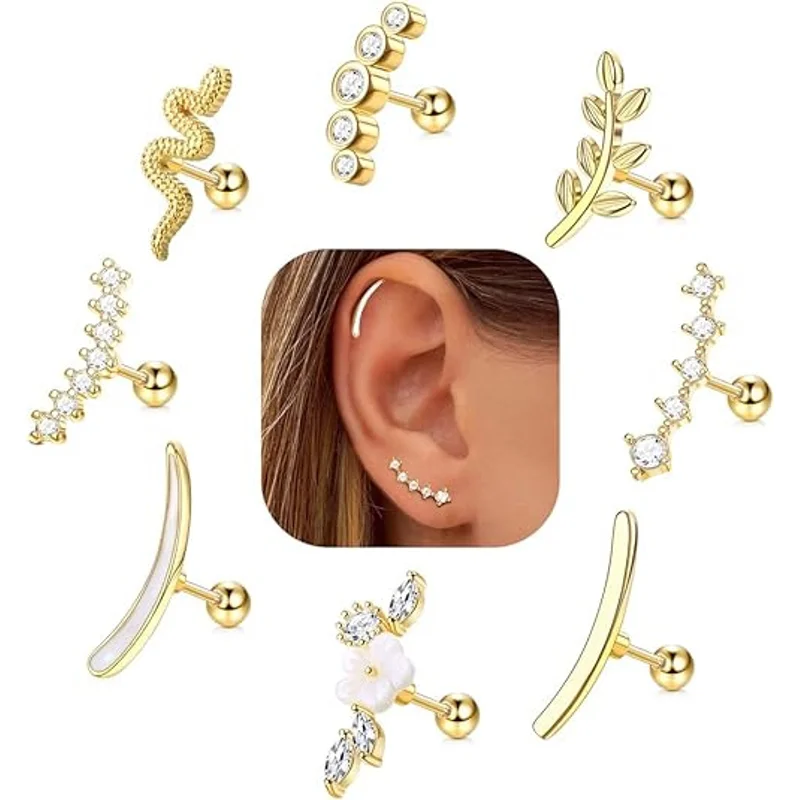 Body Jewelry Hypoallergenic - EVISPOL 16G Anting-Anting Kancing Sekrup Baja