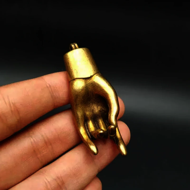solid Copper Lucky Buddha Hands Figurines Ornaments Vintage Brass Feng Shui Home Decorations Accessories Desk Decors Keychain