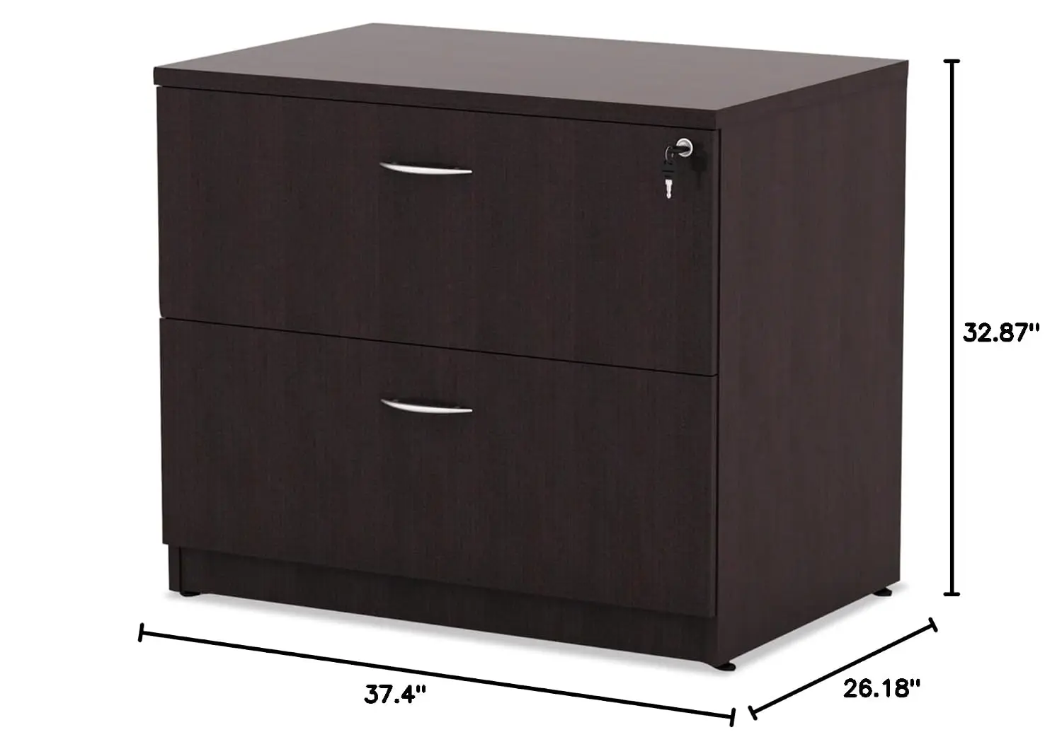 2-Drawer Lateral File Cabinet Espresso 34 X 22.75X 29.5in Legal & Letter Size Office Storage, Customized