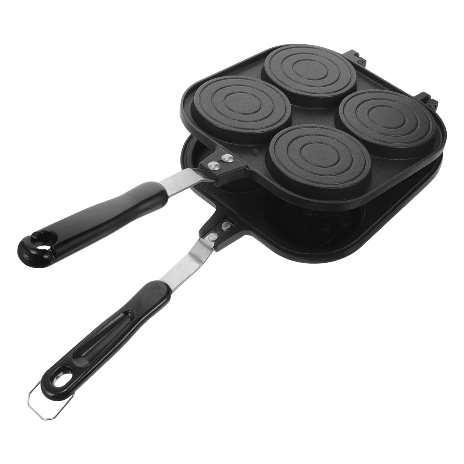 

Breakfast Griddle Wheel Pie Pan Skillet Cooker Non Stick Egg Sandwich Waffle Maker Black Aluminum Alloy