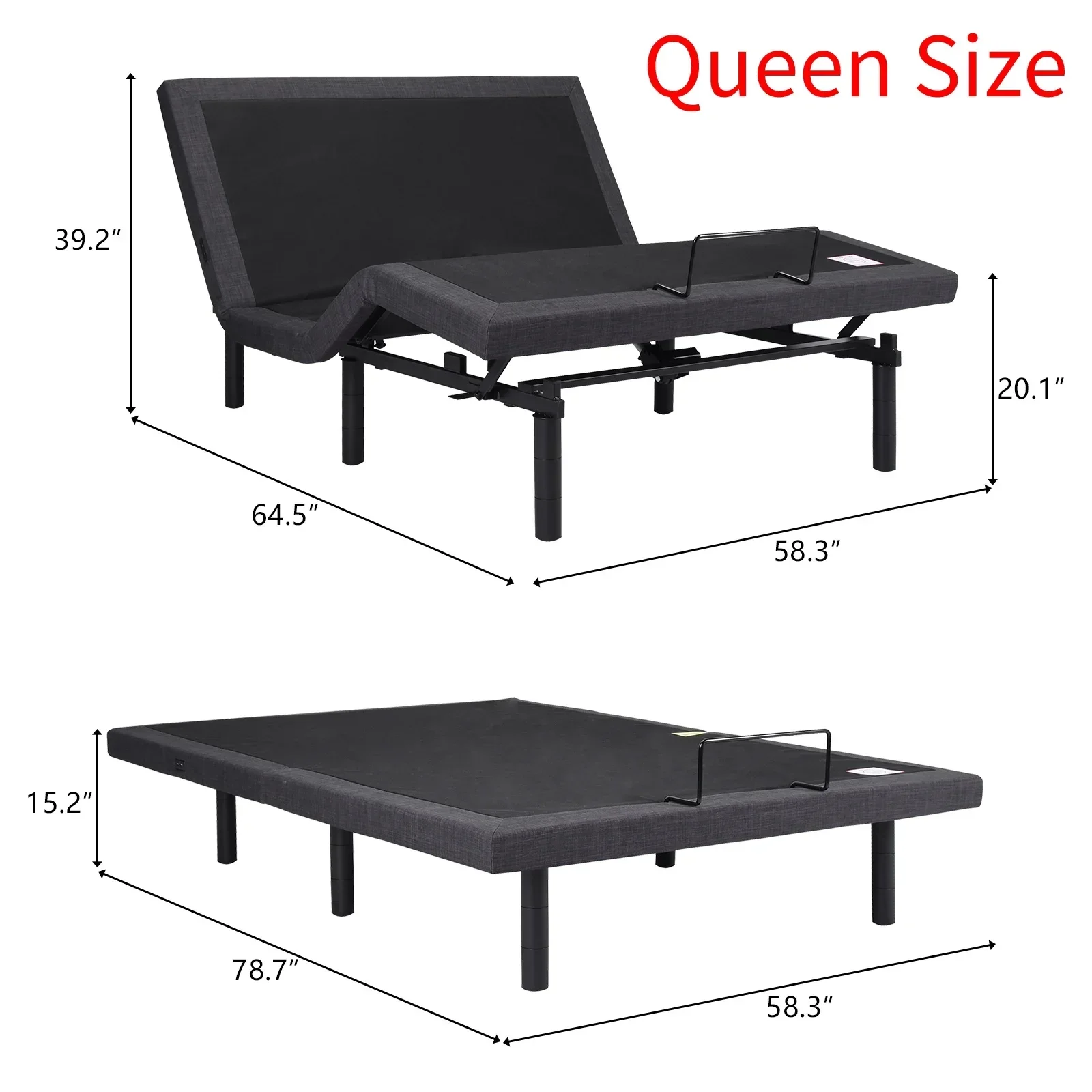 [Flash Sale]Queen/Twin Size 573.00lbs With 4 Points Massage Dual Motors  Wireless Remote Control Electric Lift Bed[US-W]