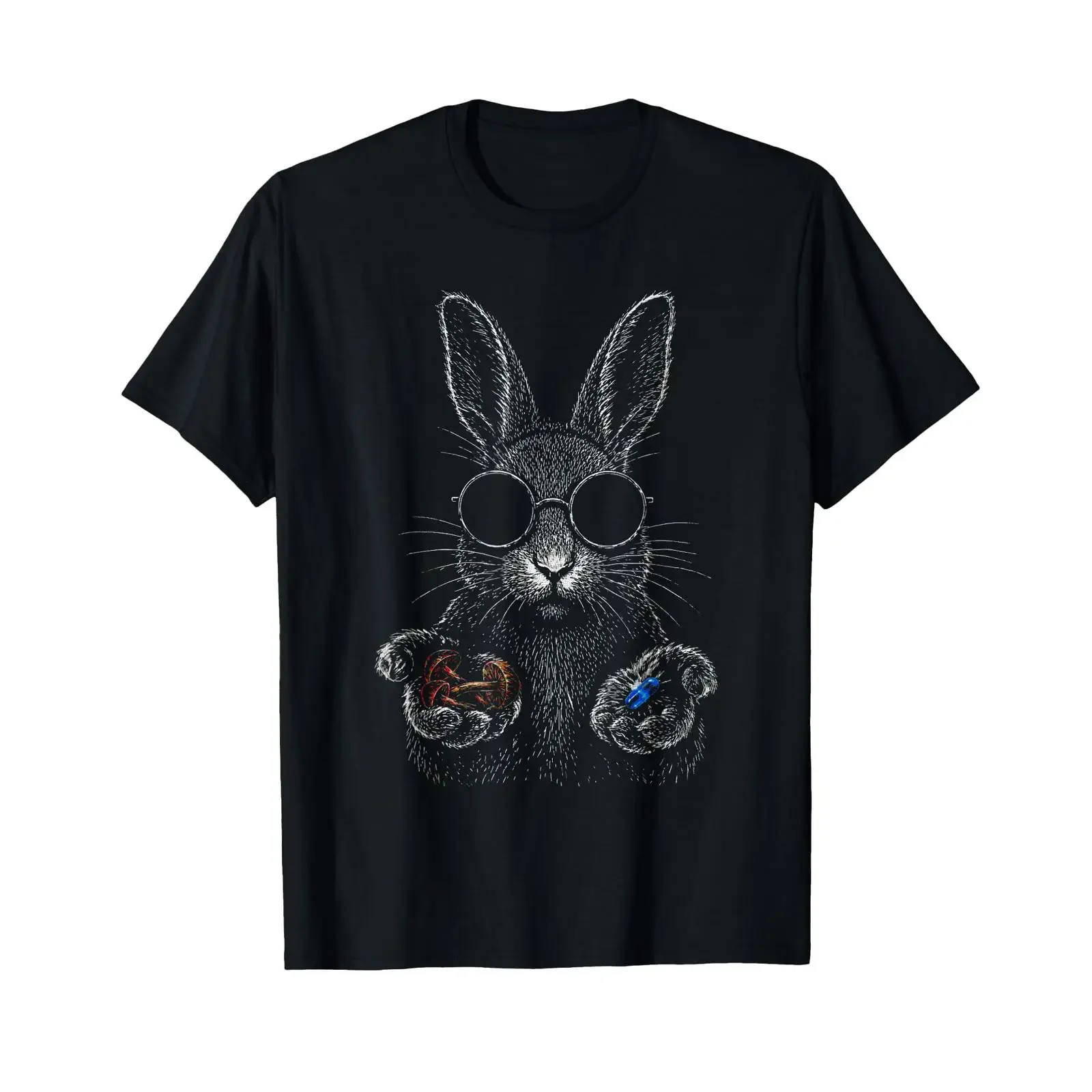 Choose Your Reality Rabbit Mushroom Red Blue Pill T Shirt vintage Washed Versatile homme Slightly Unisex Comfortable
