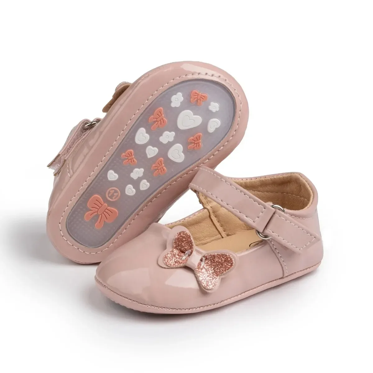 MRovior-Chaussures en cuir PU avec nœud papillon pour bébé fille, souliers pour enfant, nouveau-né, nouveau-né, premiers pas, caoutchouc, antidérapant