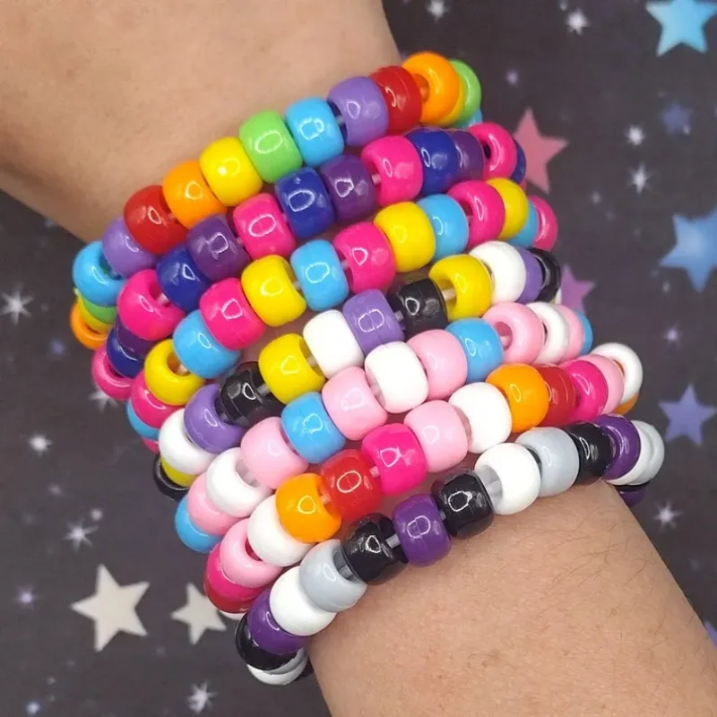 Rainbow Pride Kandi Bracelet LGBTQ+ Colorful Beaded Handmade Rave Festival Jewelry Unisex Gift