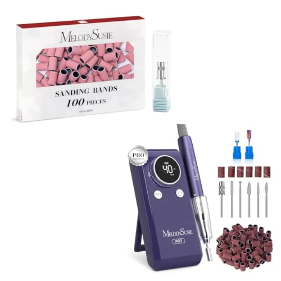 

100 шт. насадок-бэндов для фрезеровки ногтей, 180 мелкозернистых насадок, профессиональный набор для маникюра 2-в-1, 40000 об/мин, MB420G, фиолетовый