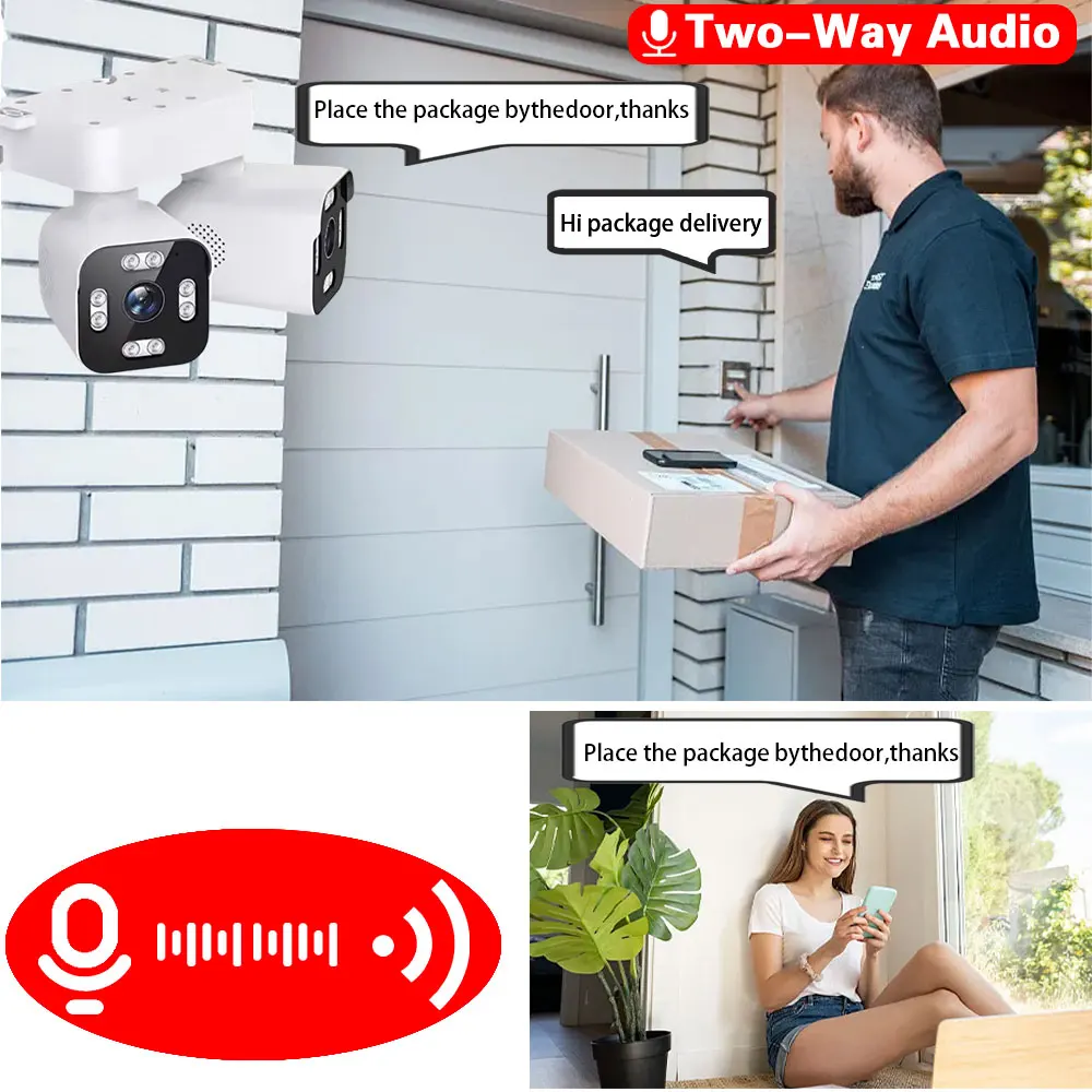 10MP 5K Outdoor Wifi PTZ Camera 10X Zoom Dual Lens Dual Screen AI Auto Tracking IP Video Surveillance Camera CCTV Two Way Audio