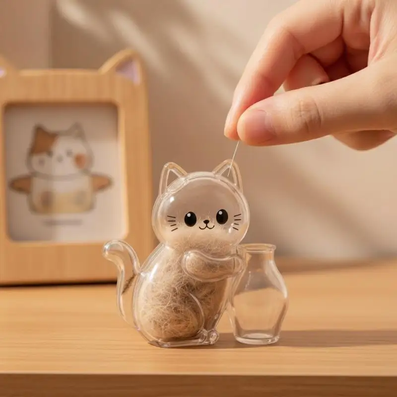 C New Transparent Cat Hair Storage Refrigerator Pet Fur Keepsake Capsule DIY Souvenirs Cat Whiskers Collector Fridge Magnet