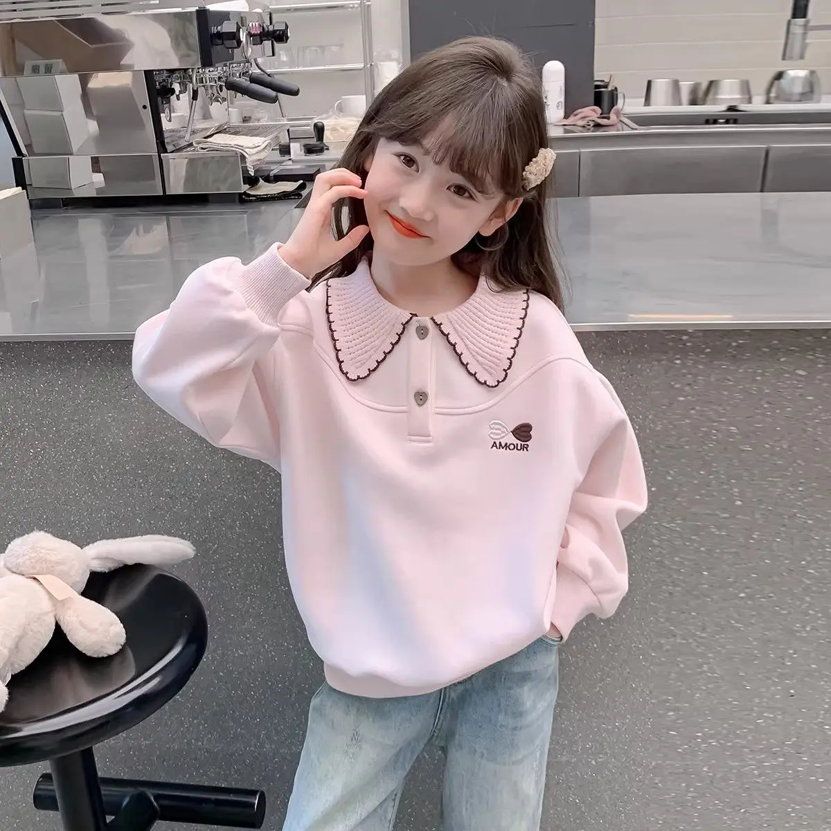 Girls Sweatshirt Spring Autumn 2026 New Long Sleeve Tops Children Fashion Casual Clothes
