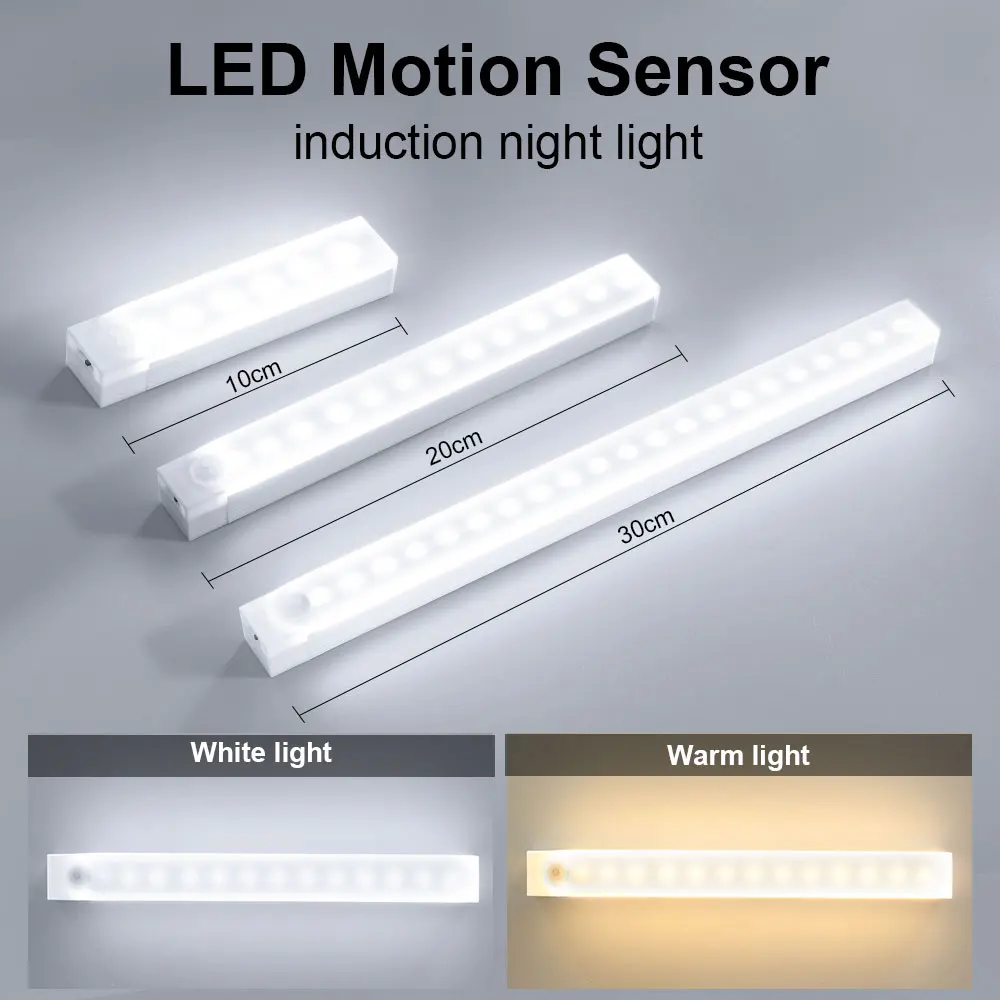 LED Night Light Motion Sensor Lighting Wireless Closet Night Lamp USB Portable Detector Lamp for Kitchen Bedroom stairs Hallway