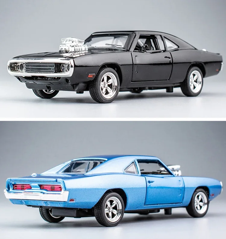 1:32 Simulation 1970 Dodge Charger Alloy Sports Car Model Sound Light Pull Back Luxury Car Children's Toy Gift Ornaments