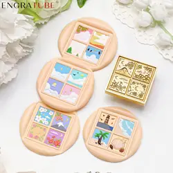 Square Sealing Wax Stamp Marine Specimen Four Seasons Grid Clouds Flower Sky Lemon Envelope Wedding Invitation Gift Packaging