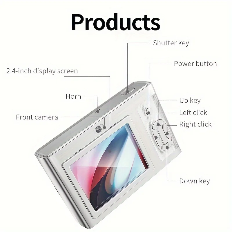 كاميرا رقمية 4K HD CCD 2.4 بوصة عرض كاميرا التصوير الفوتوغرافي للطلاب ضبط تلقائي للصورة السيلفي كاميرات رقمية للمبتدئين في مستوى الدخول