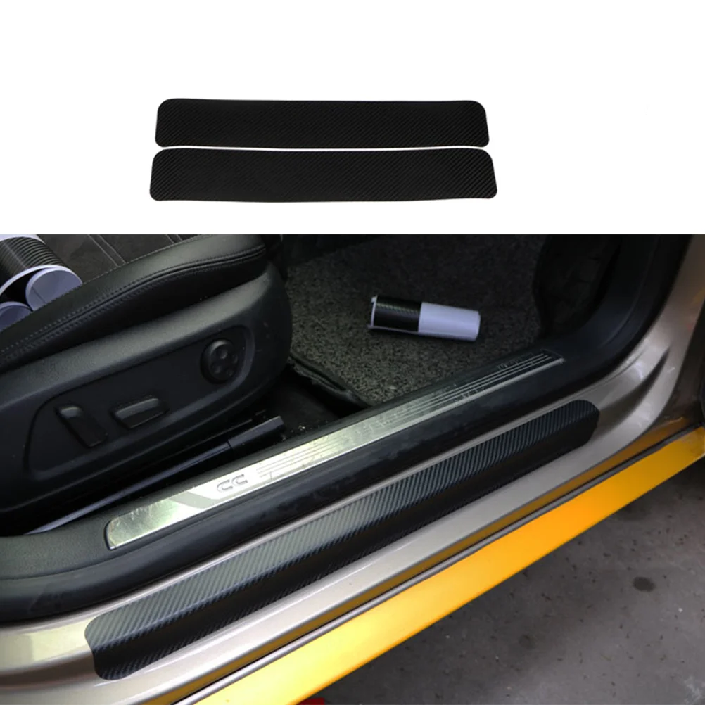 Universal Car Door Sill Protector, Carbon Fiber Sticker, Placa da porta, Scuff Scratch Protection Cover, Auto Styling Acessórios, 4pcs