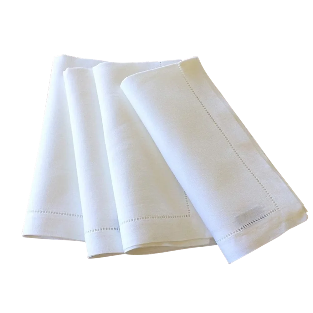 

12 Pieces White Napkins Hemstitched Cocktail Napkin For Party Wedding Table Cloth Linen Napkins Fabric Cotton Dinner Napkin