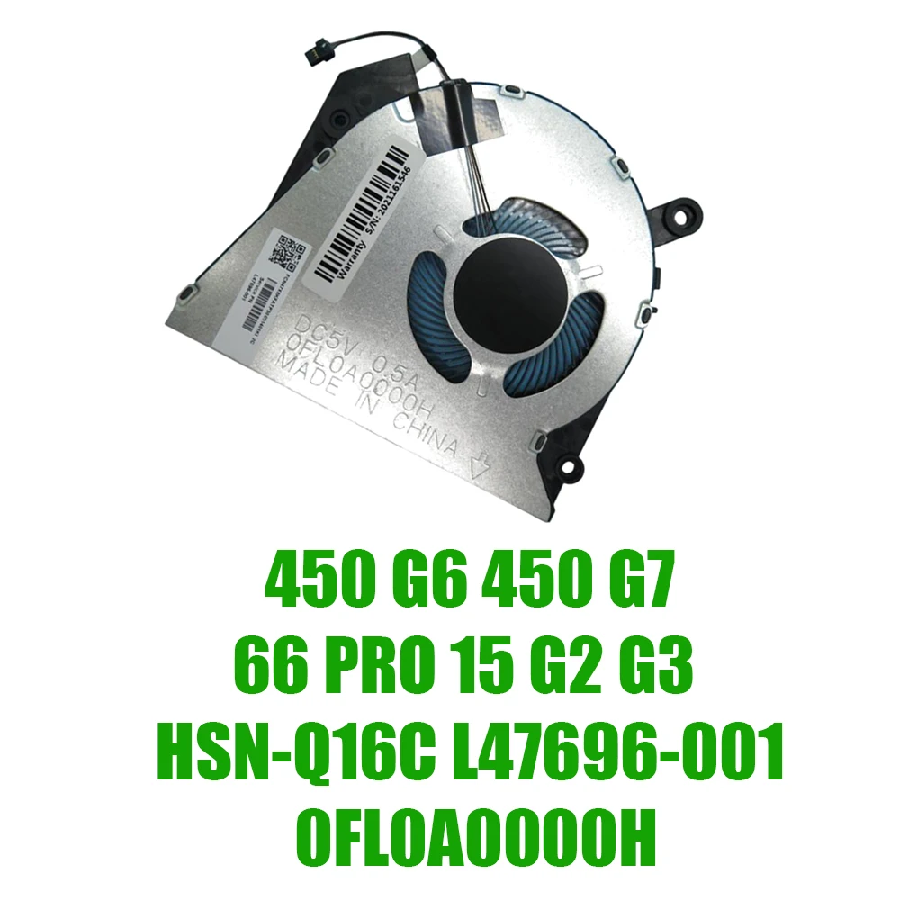 

For HP For ProBook 450 G6 450 G7 For ZHAN 66 PRO 15 G2 G3 HSN-Q16C L47696-001 0FL0A0000H DC5V Replacement Laptop CPU DIS Fan