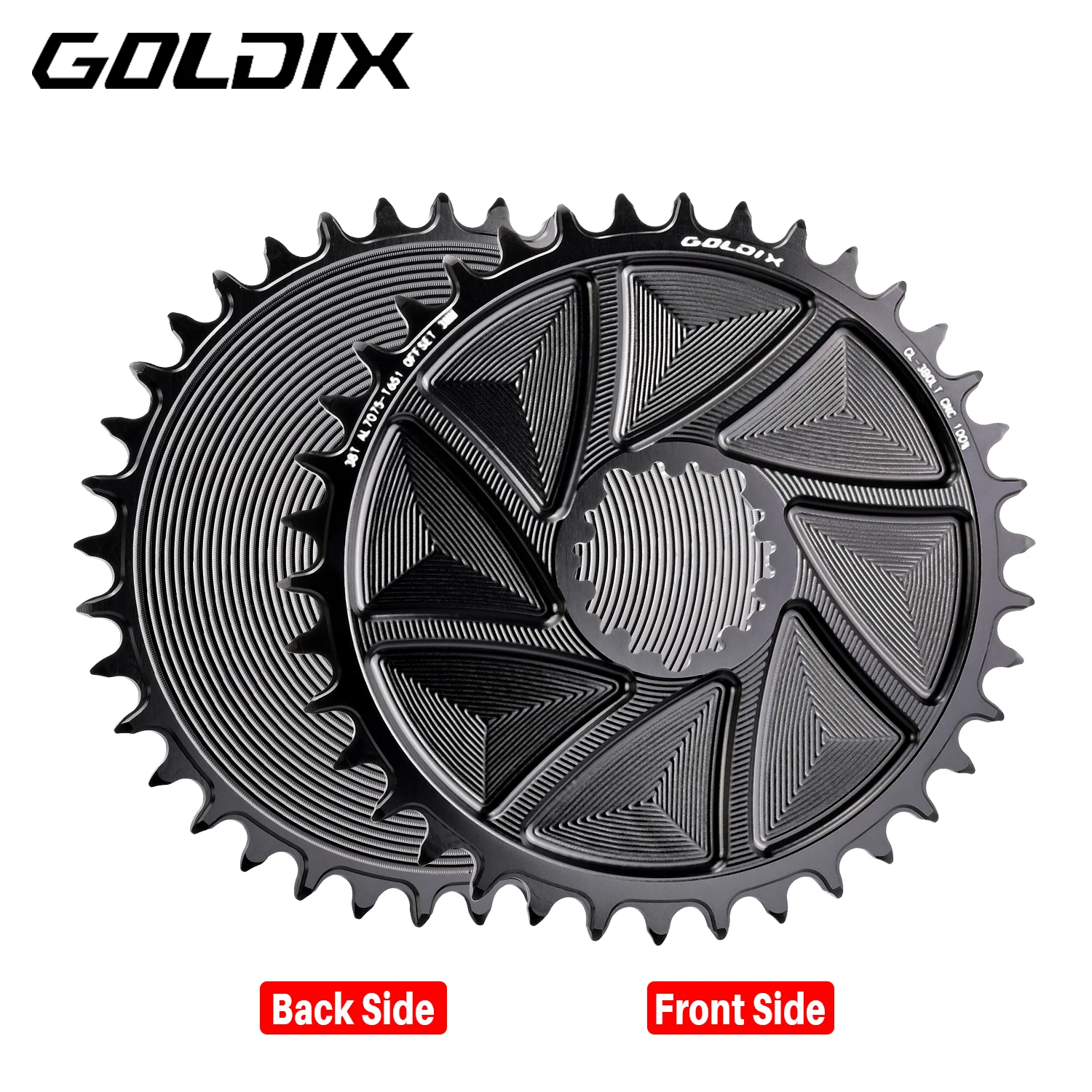 GOLDIX 3mm offset 3-Bolt Bicycle Chainring Wide and Narrow Teeth AERO Chainring CNC Hollow Cutting Machining for 3Bolt Crankset