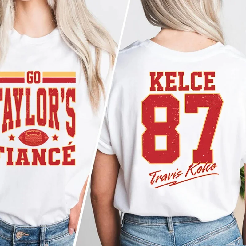 Go Taylors Fiance T Shirt Casual Football T-Shirt in My Chiefs Era Karma 87 TShirt Cotton Short Sleeve Women Men Trandy Clothing