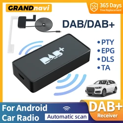 Grandnavi-caja de Radio Digital DAB para coche, receptor de antena aérea, interfaz USB portátil para Android, Radio Estéreo