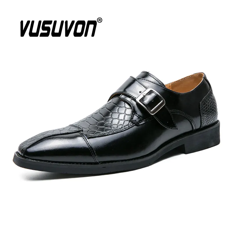 Fashion Men Monk Shoes Dress Hot Sale Formal Casual Wedding Brand Black Leather Big Size 38-48 Work Loafers Flats