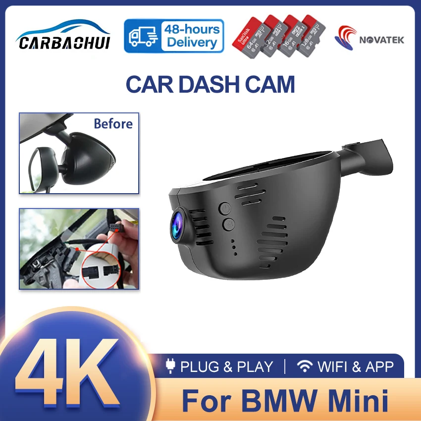 Plug and play Car DVR Wifi Video Recorder 4K Dash Cam Camera For BMW Mini Cooper S F56 2014~2023 Night Vision Control Phone APP