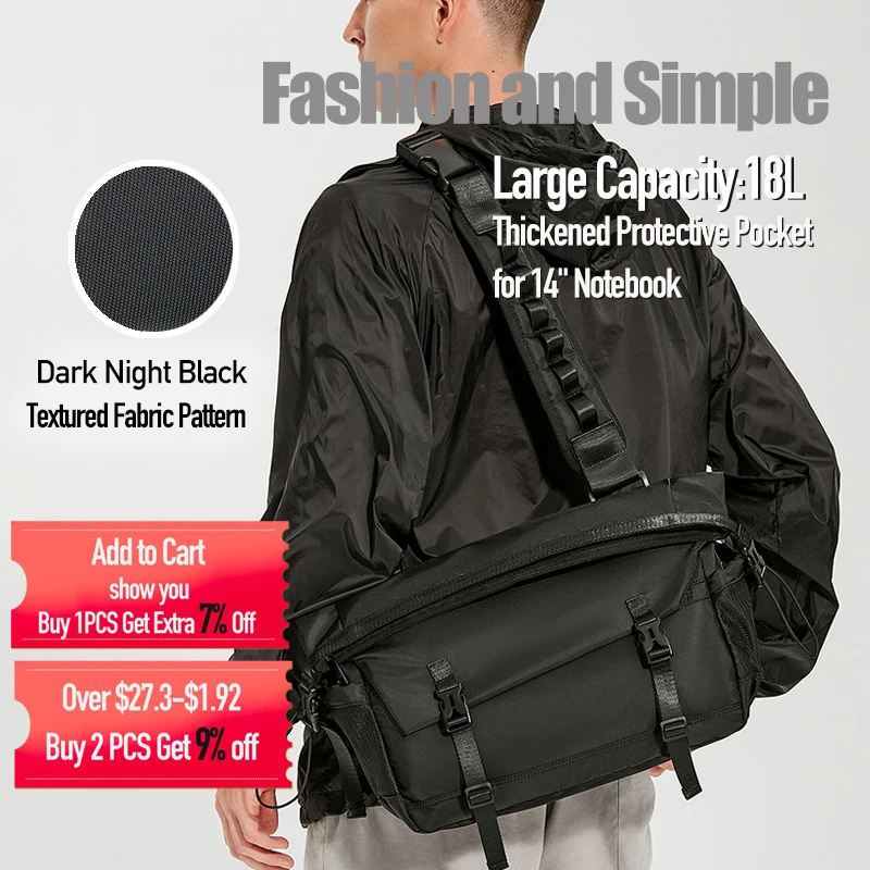 

Male Messenger Bag With Notebook Pocket Brand Men's Crossbody Bags Waterproof Leisure Single Shoulder Pack Large Capacity 18L