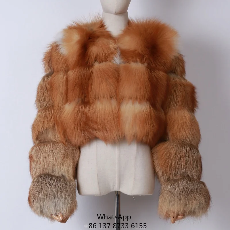 

Red Fox Jacket High Quality Ladies Long Sleeve Natural Fox Fur Coat For Women Outerwear