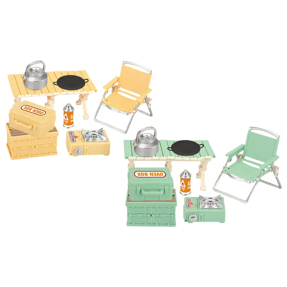 

16Pcs Children's Outdoor Camping Set Miniature Folding Chairs and Table Portable Pretend Play Outdoor Adventure Simulation