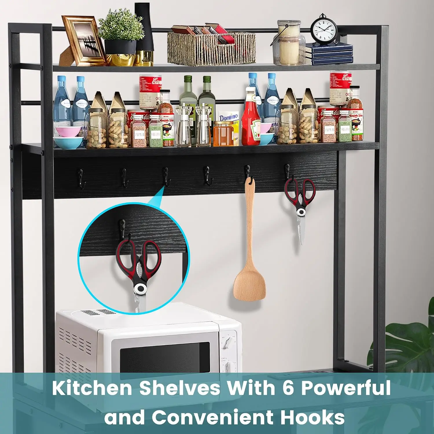 Kitchen Bakers Rack with Power Outlet Microwave Oven Organizer Storage Shelf Stand Customized