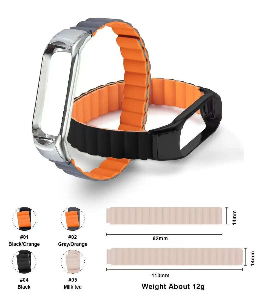 Silicone Strap with Magnetic Buckle For Xiaomi Mi Band 7 6 5 4 Magnetic Smart Sports Bracelet Strap for Xiaomi Mi band 6 5 Band