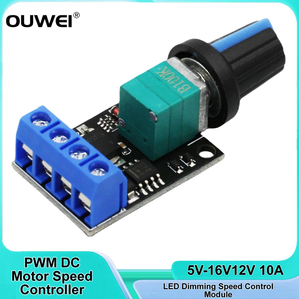 PWM DC Motor Speed Controller 5V-16V12V Speed Control Switch 10A Switch Function LED Dimming Speed Control Module