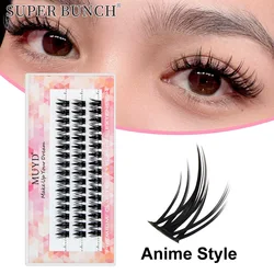Super Bunch 60pcs Anime Style Mink Eyelashes Extension Natural 3D Volume Fake Lashes Individual Cluster Makeup Tools Cilia