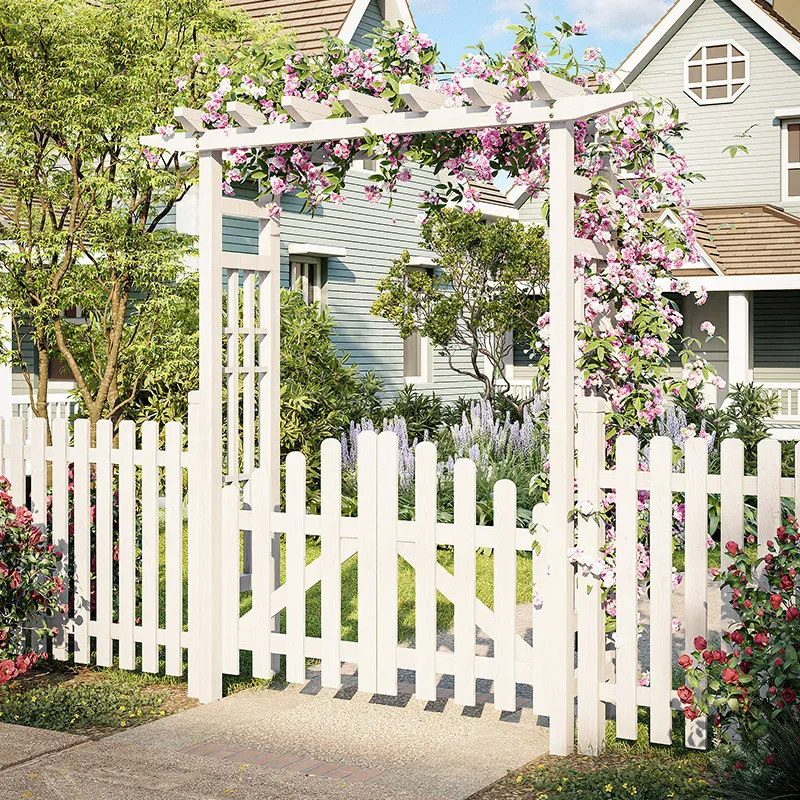 Outdoor courtyard preservative wood villa yard climbing vine frame balcony garden arch flower frame outdoor fence wooden fence d
