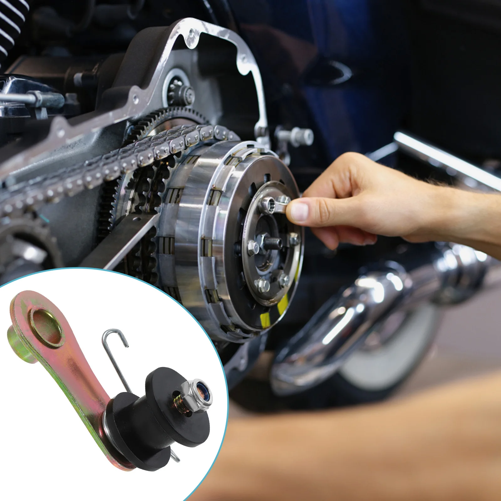 

Motorcycle Chain Tensioner Durable Iron Plastic Easy Install Adjustable Tension Anti-Slip Compatible With Off-Road Vehicles