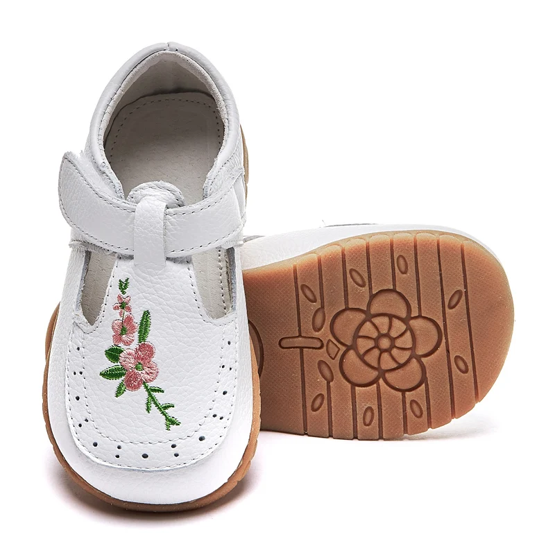 Toddler Girls Dress Shoes Little Kids T-strap flower decor Flats